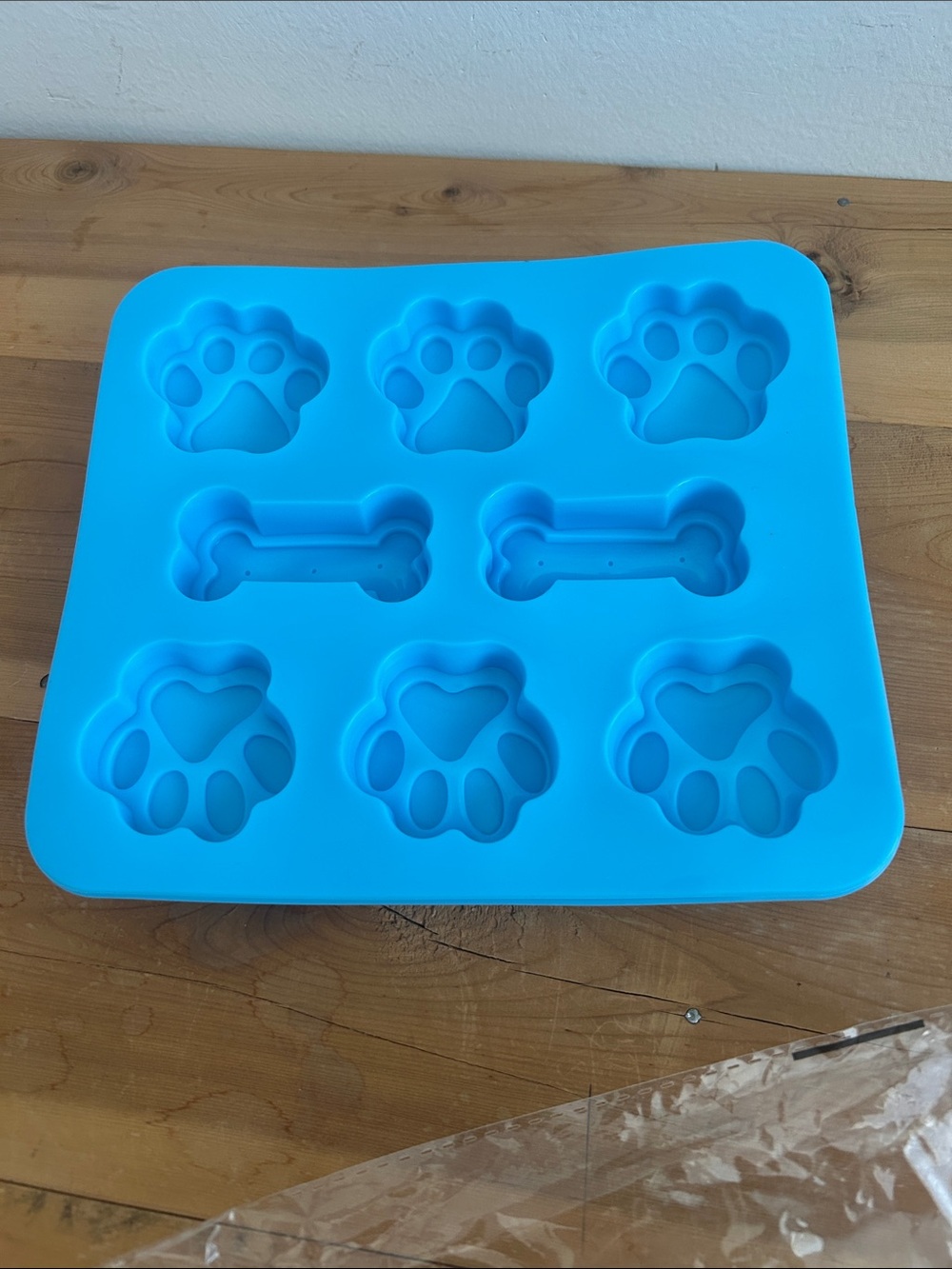 Blue Silicone 2 pack Paw & Bone Treat Mold for Dogs - Flexible Nonstick Tray